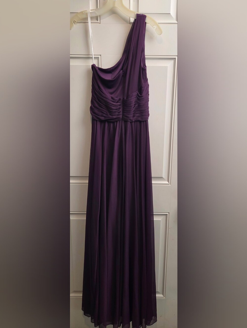 Plum One-Shoulder Ruched Formal Maxi Dress – Size 8
